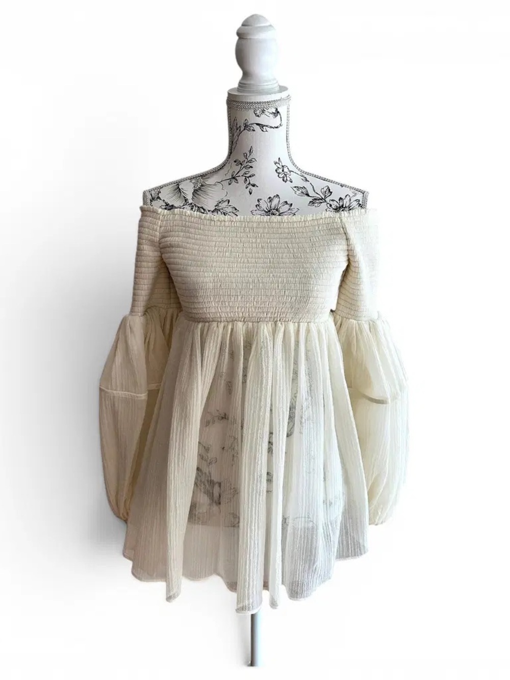 Chloé Wool Off-Shoulder Top in Ecru